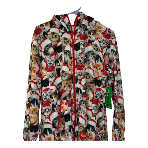 Tipsy Elves New Meowy Catmus Jumpsuit Zipper Pockets Hood Unisex Size Small - Picture 1 of 5